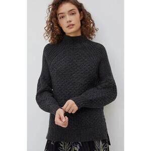 Anthropologie Womens XS  Black Bia Mock Neck Tunic Sweater Knit Casual Alpaca